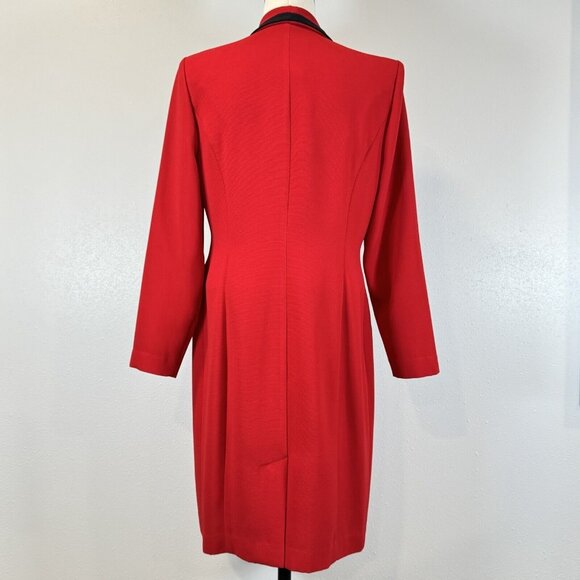 Vintage Danny Nicole Womens Red Double Breasted Dress Coat Padded Shoulders Sz 8 - Picture 2 of 16